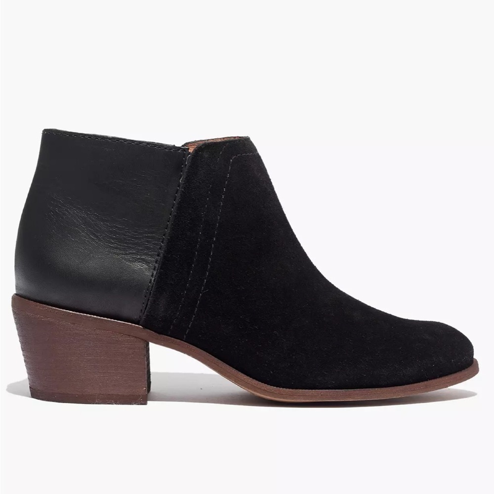 Madewell Cait Leather Suede Side Zip Ankle Bootie